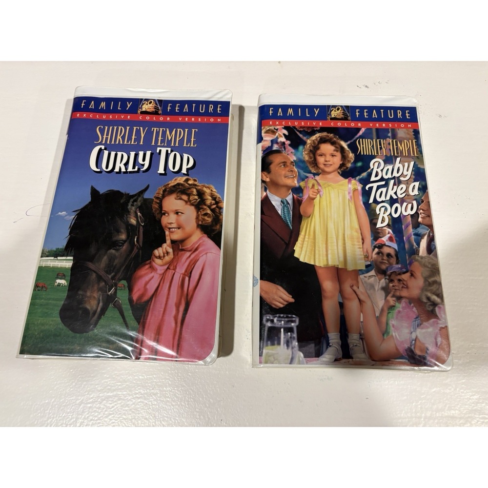 VHS Shirley Temple Lot Of 2 -Curly Top/Baby Take A Bow-Clamshell Case Tested